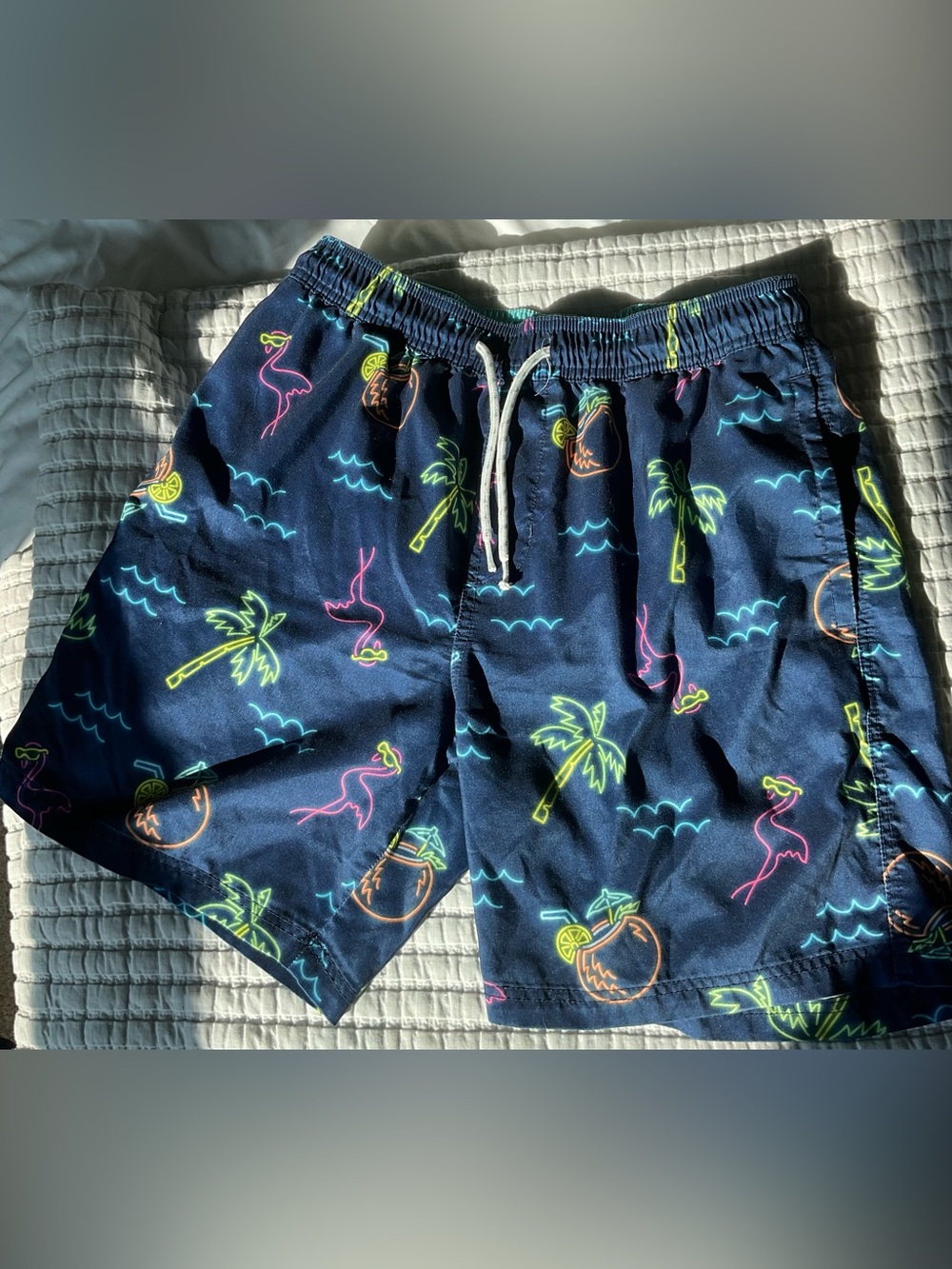 Goodfellow Men's Small Navy Tropical Print Swim Shorts